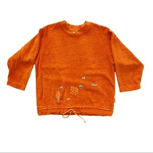 Vintage Girls Orange Terry Top Pullover Sz 4-5 yo